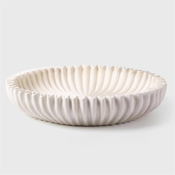 TRUU Scalloped Shallow Ceramic Plate, White 14.2"Dx2.8"