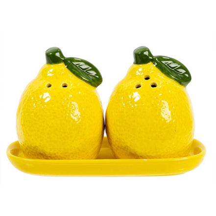 TRUU Lemon Salt & Pepper Shakerson Tray, 5.7"x3.5", Ceramic, bbx
