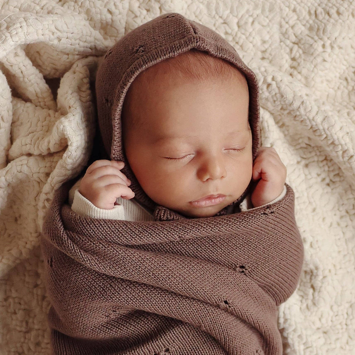 Bleu La La 100% Organic Cotton Pointelle Swaddle Receiving Baby Blanket