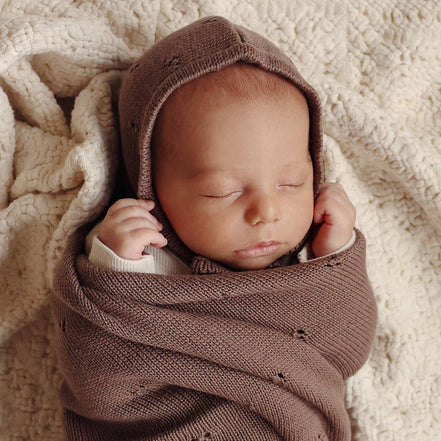 Bleu La La 100% Organic Cotton Pointelle Swaddle Receiving Baby Blanket
