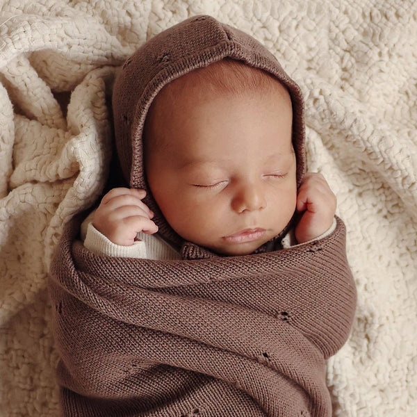 Bleu La La 100% Organic Cotton Pointelle Swaddle Receiving Baby Blanket