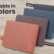 Genuine Leather Wallet for Men with Flap out ID Window