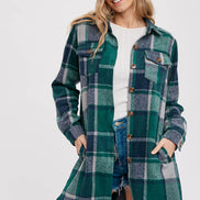 BLUIVY FLANNEL PLAID LONGLINE SHACKET