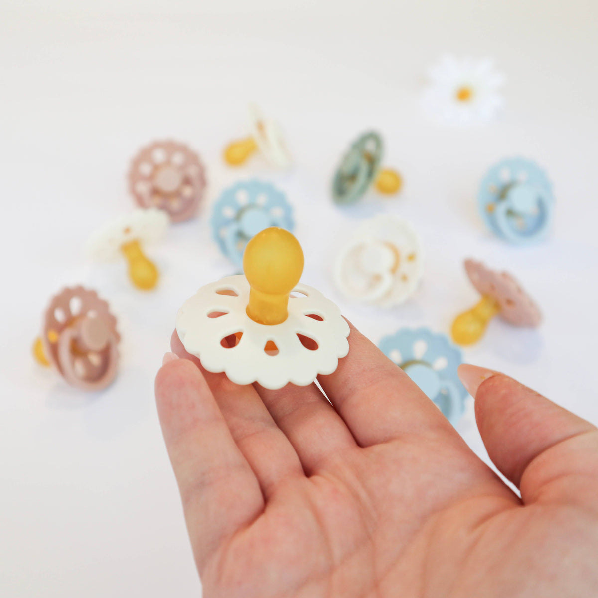 Baby bliss Natural Latex Pacifiers - Size 1 (0-6M) Blush & Cream