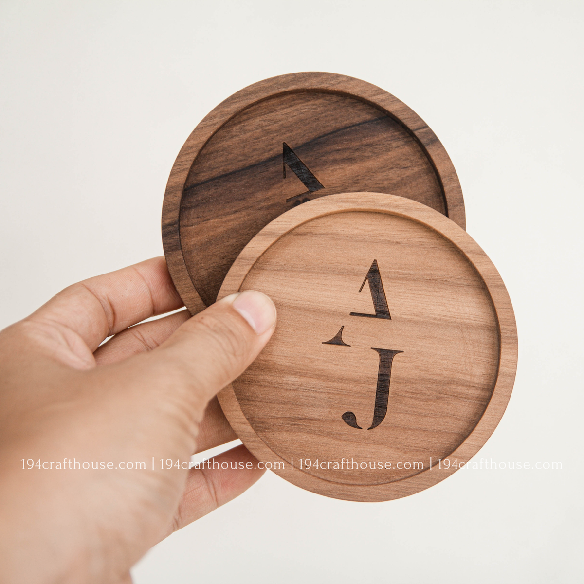 Custom ELORA Engraved Round Wood Coaster - Home Decor & Gifts-2PC