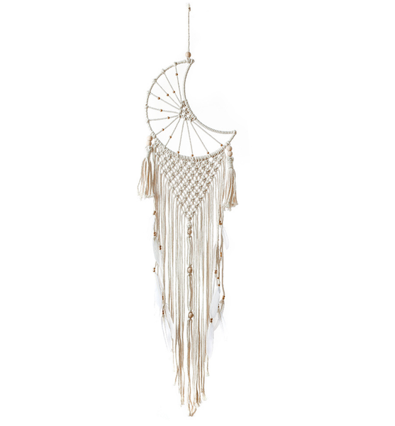 Crystolver Moon Macrame Wall Hanging  Dreamcatcher