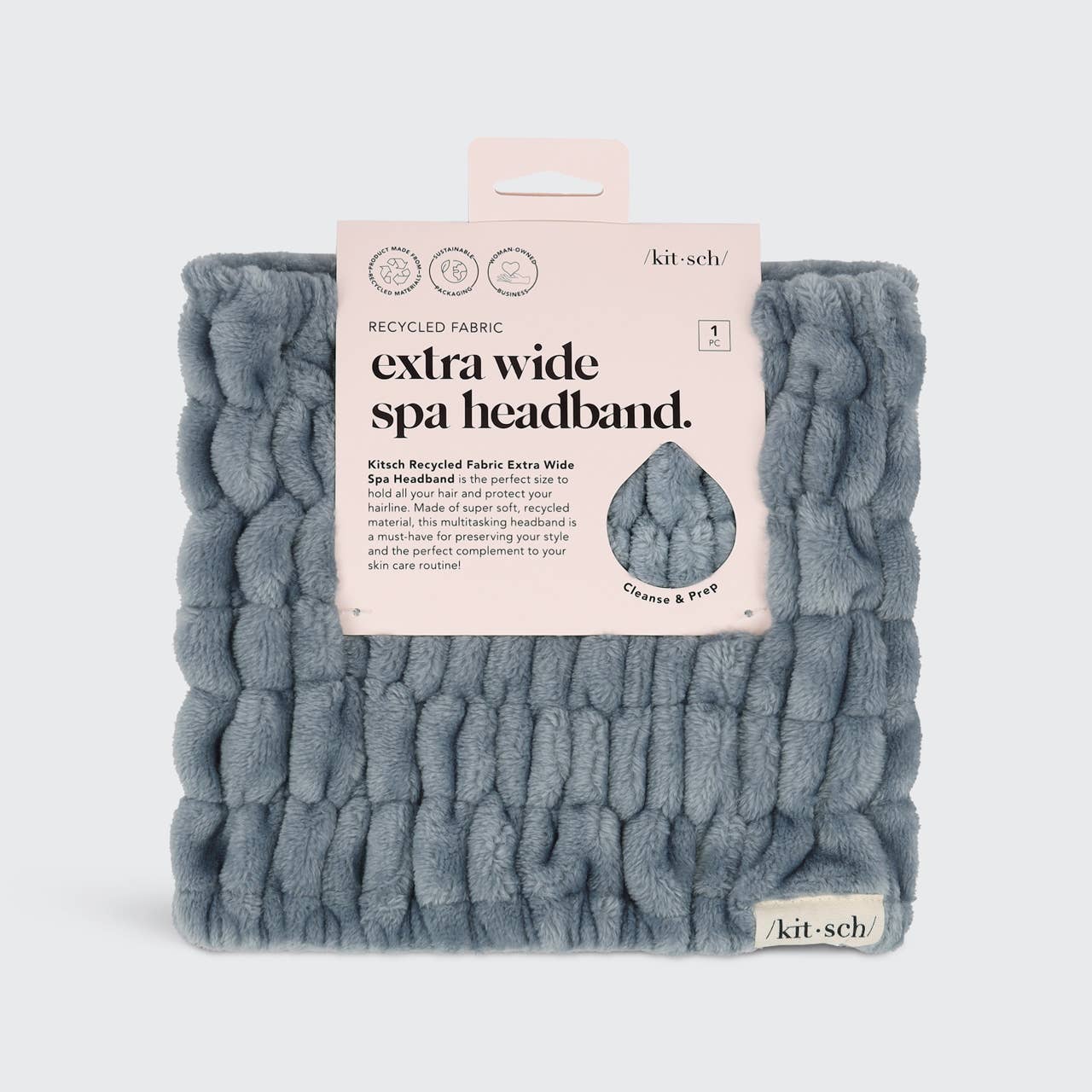 KITSCH Extra Wide Spa Headband - Misty Blue