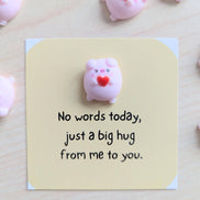 UPLIFTED INK Big Hug Tiny Card - Mini Pig Holding Heart Comfort Gift