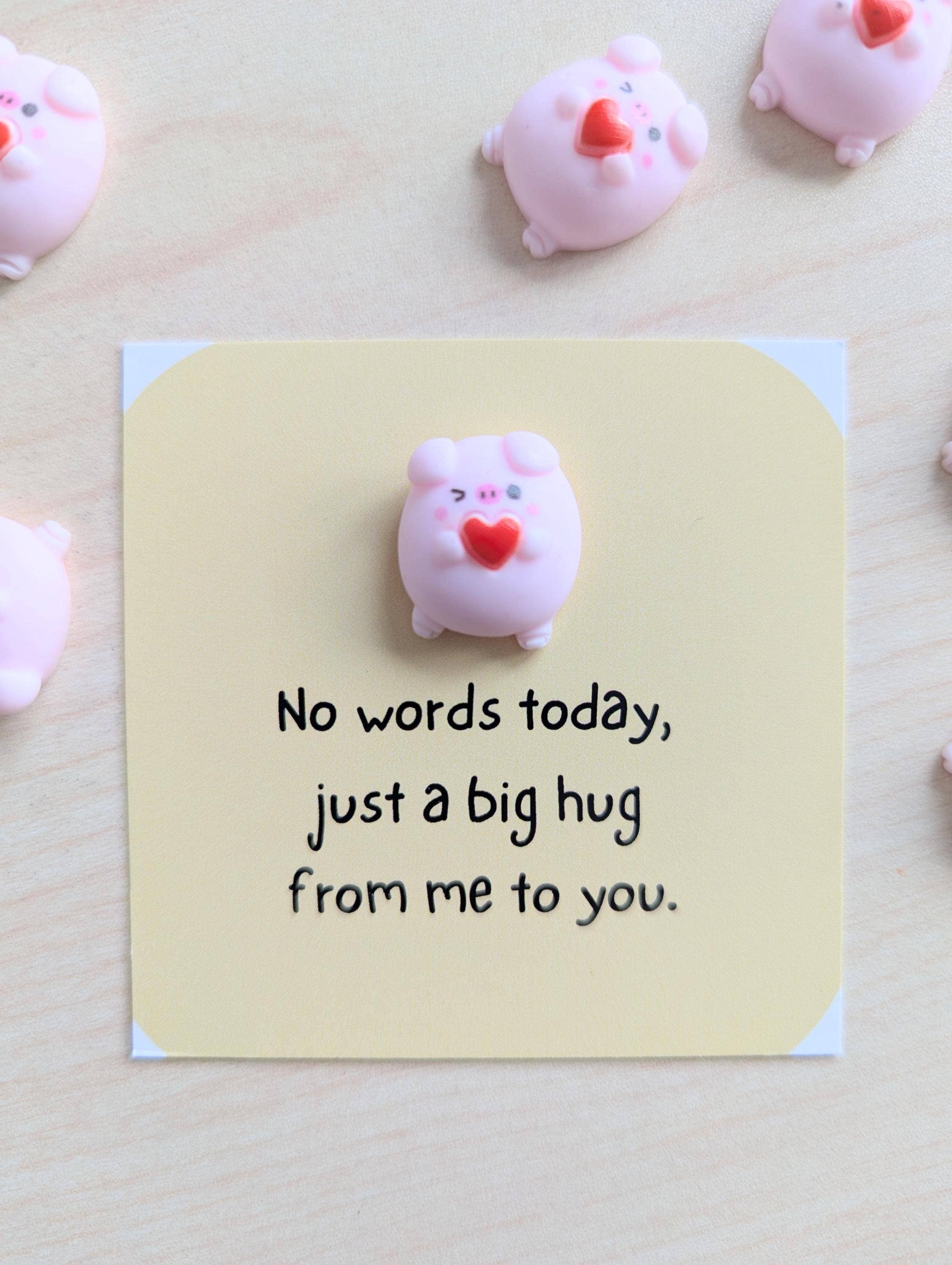 UPLIFTED INK Big Hug Tiny Card - Mini Pig Holding Heart Comfort Gift