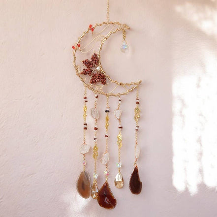 Crystolver Red Agate Blooming Flower Wired Sun Catcher