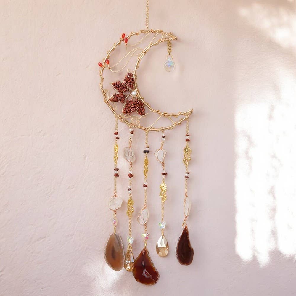 Crystolver Red Agate Blooming Flower Wired Sun Catcher