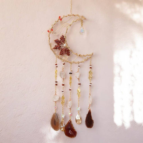 Crystolver Red Agate Blooming Flower Wired Sun Catcher