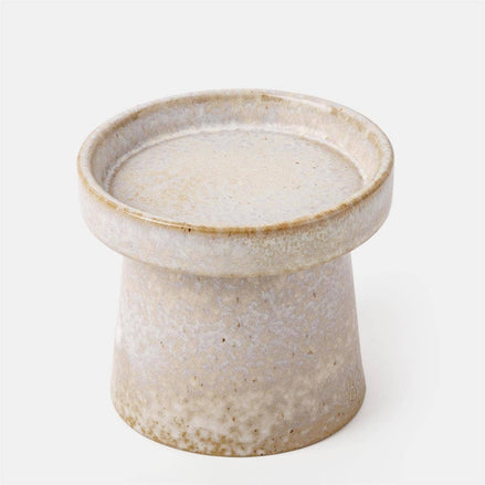 TRUU Reactive Glaze Pillar Candle Holder , 4"D x 3.5"H, bubble