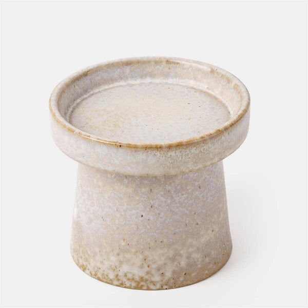TRUU Reactive Glaze Pillar Candle Holder , 4"D x 3.5"H, bubble