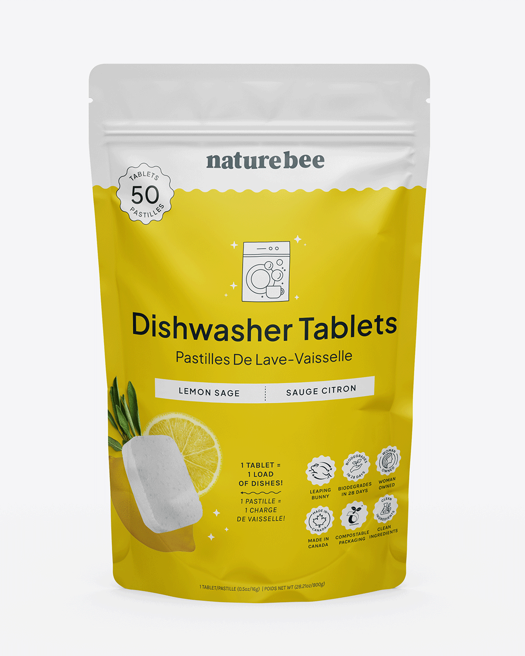 NATURE BEE Dishwasher Tablets Lemon | MADE IN CANADA | Nature Bee