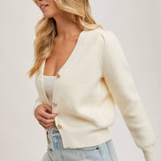 BLUIVY BUTTON DOWN V-NECK CARDIGAN
