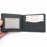 Men’s Full-Grain Crazy Leather Bifold Wallet with ID Window