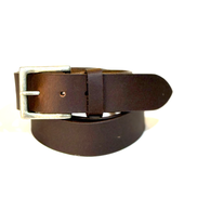 GREENWOOD LEATHER Leather Brown Belt with Silver Buckle Jeans