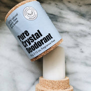 Essence of Life Organics Crystal Deodorant Stick, in zero waste cork packaging
