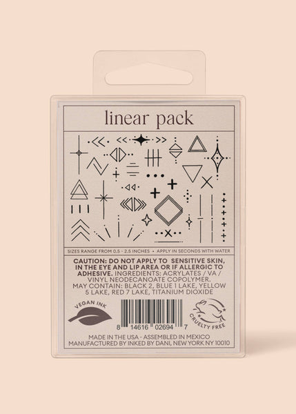 INKED BY DANI Linear Temporary Tattoo Pack