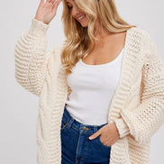 BLUIVY CHUNKY CABLE CARDIGAN