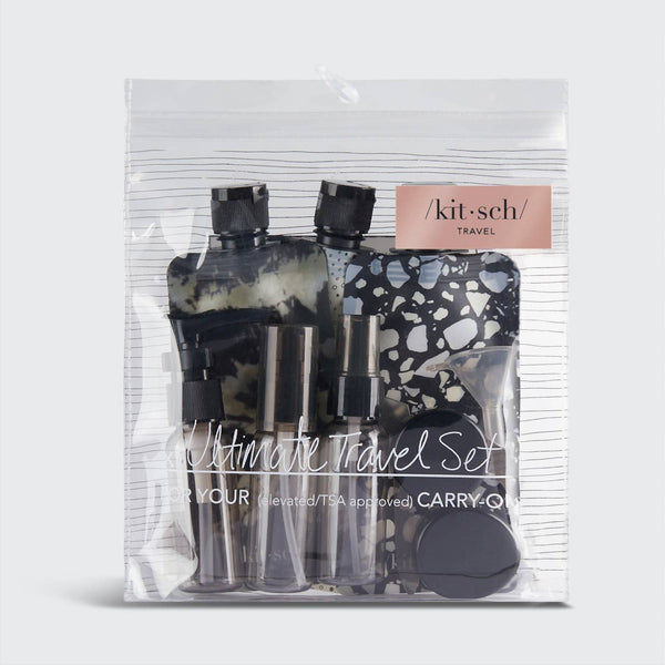 KITSCH Refillable Ultimate Travel 11pc Set - Black & Ivory