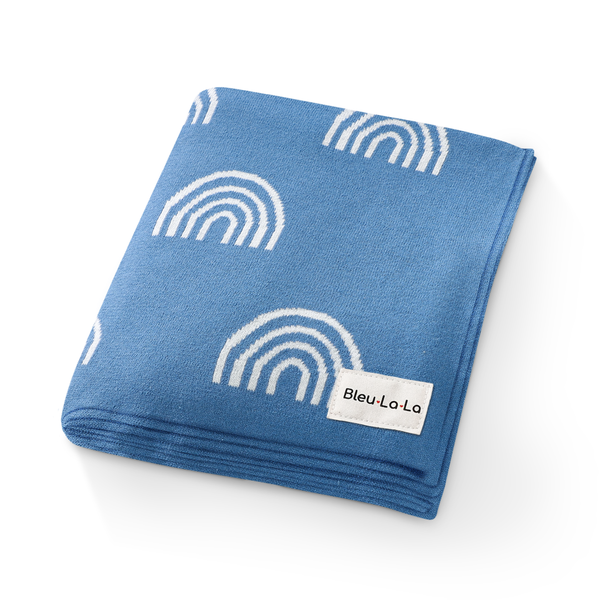Bleu La La 100% Luxury Cotton Swaddle Receiving Baby Blanket - Rainbow