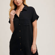 BLUIVY BUTTON UP SHIRT DRESS WITH POCKET