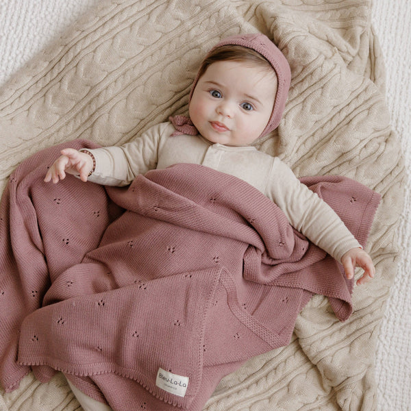 Bleu La La 100% Organic Cotton Pointelle Swaddle Receiving Baby Blanket