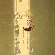 Crystolver Lotus Moon Suncatcher Crystal Prism Hanging