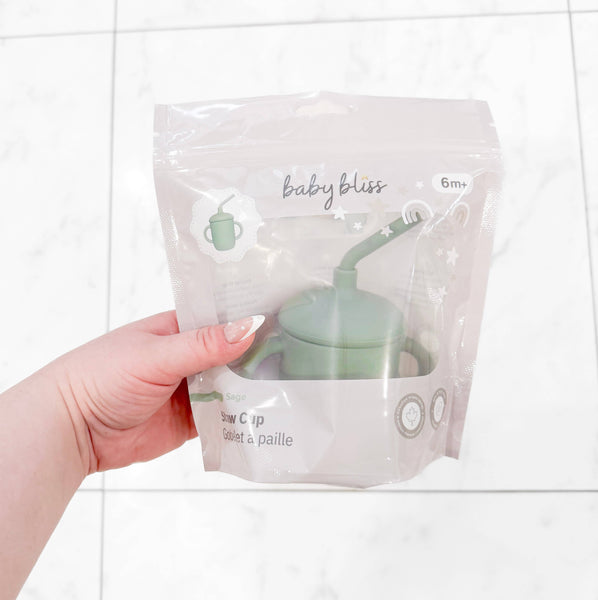 Baby bliss Sippy Cup with Straw, Spill-Proof & Anti-Stain - Sage