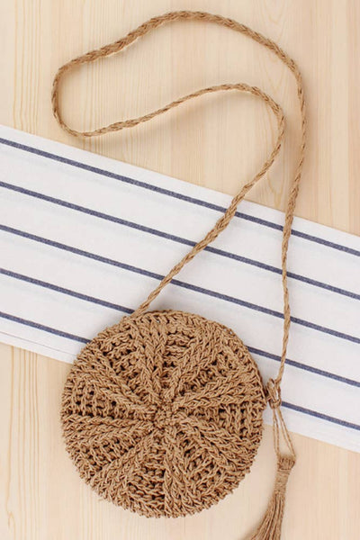 Straw Crochet Round Crossbody Bag