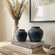 Ceramic Vase, Vintage Style, Black - Athena