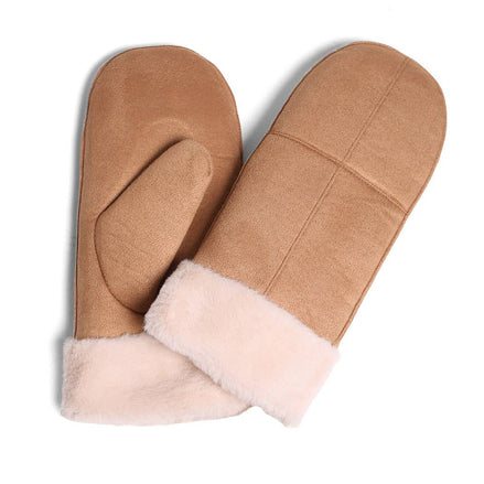 FASHION CITY Suede with Faux Fur Cuffed Mittens