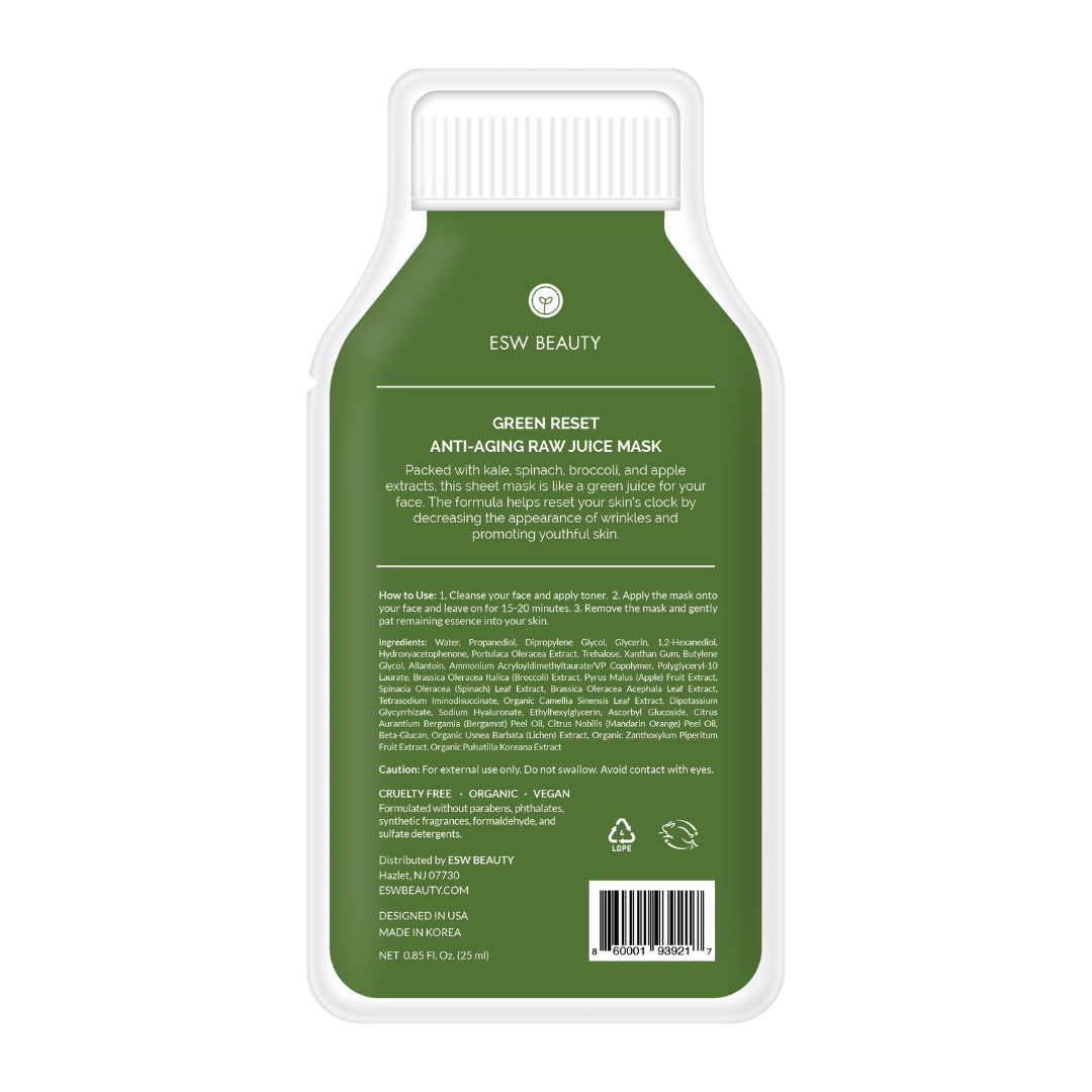 ESW KALE Green Reset Anti Aging Raw Juice Sheet Mask