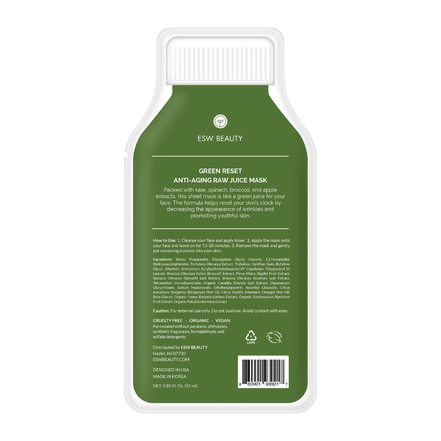 ESW KALE Green Reset Anti Aging Raw Juice Sheet Mask
