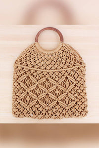 Hand Knitting Beach Straw Bag