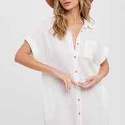 BLUIVY BUTTON UP SHIRT DRESS WITH POCKET