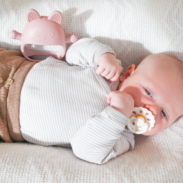 Baby Bliss Cat Teething Mitt - Cream