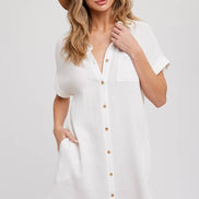 BLUIVY BUTTON UP SHIRT DRESS WITH POCKET