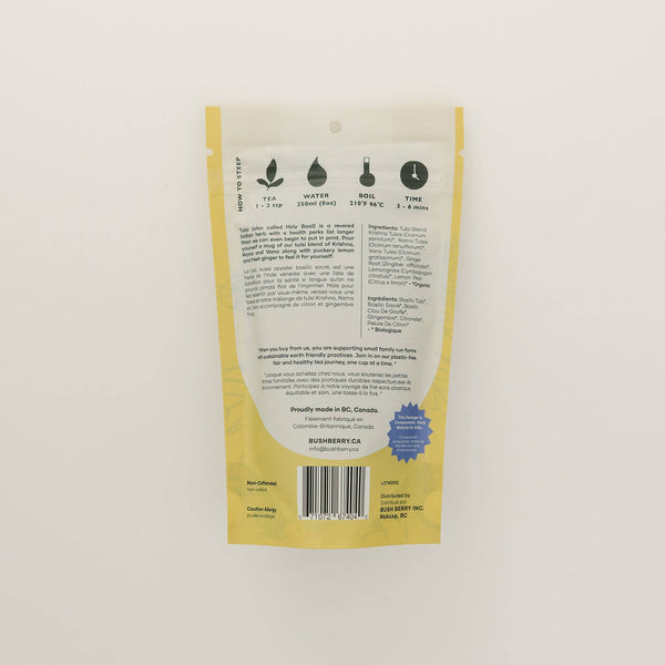 BLUSH BERRY Organic Lemon Ginger Tulsi Loose Leaf Tea