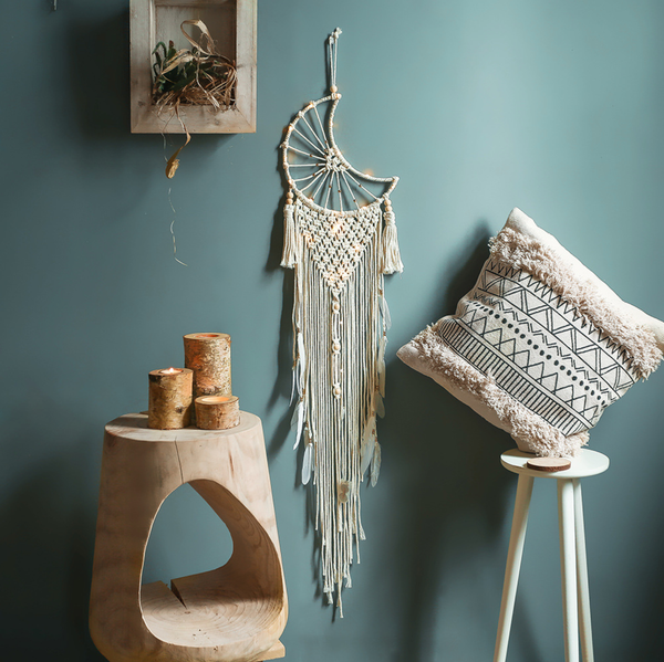 Crystolver Moon Macrame Wall Hanging  Dreamcatcher