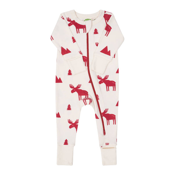 BABY Organic Signature Print '2-Way' Zip Romper - Long Sleeve