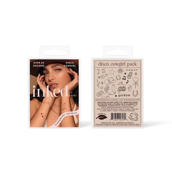 INKED BY DANI Disco Cowgirl Temporary Tattoo Pack