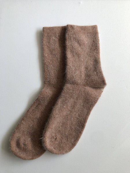 BILLY BAMBOO FLUFFY ANGORA SOCKS - NEUTRAL