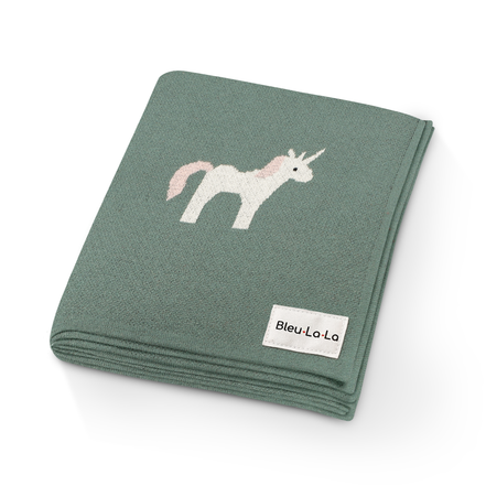 Bleu La La 100% Luxury Cotton Swaddle Receiving Baby Blanket - Unicorn