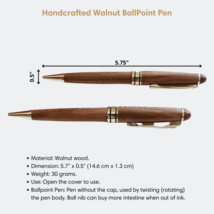 Walnut Wooden Ballpoint Pens & Case Set - Office Gifts