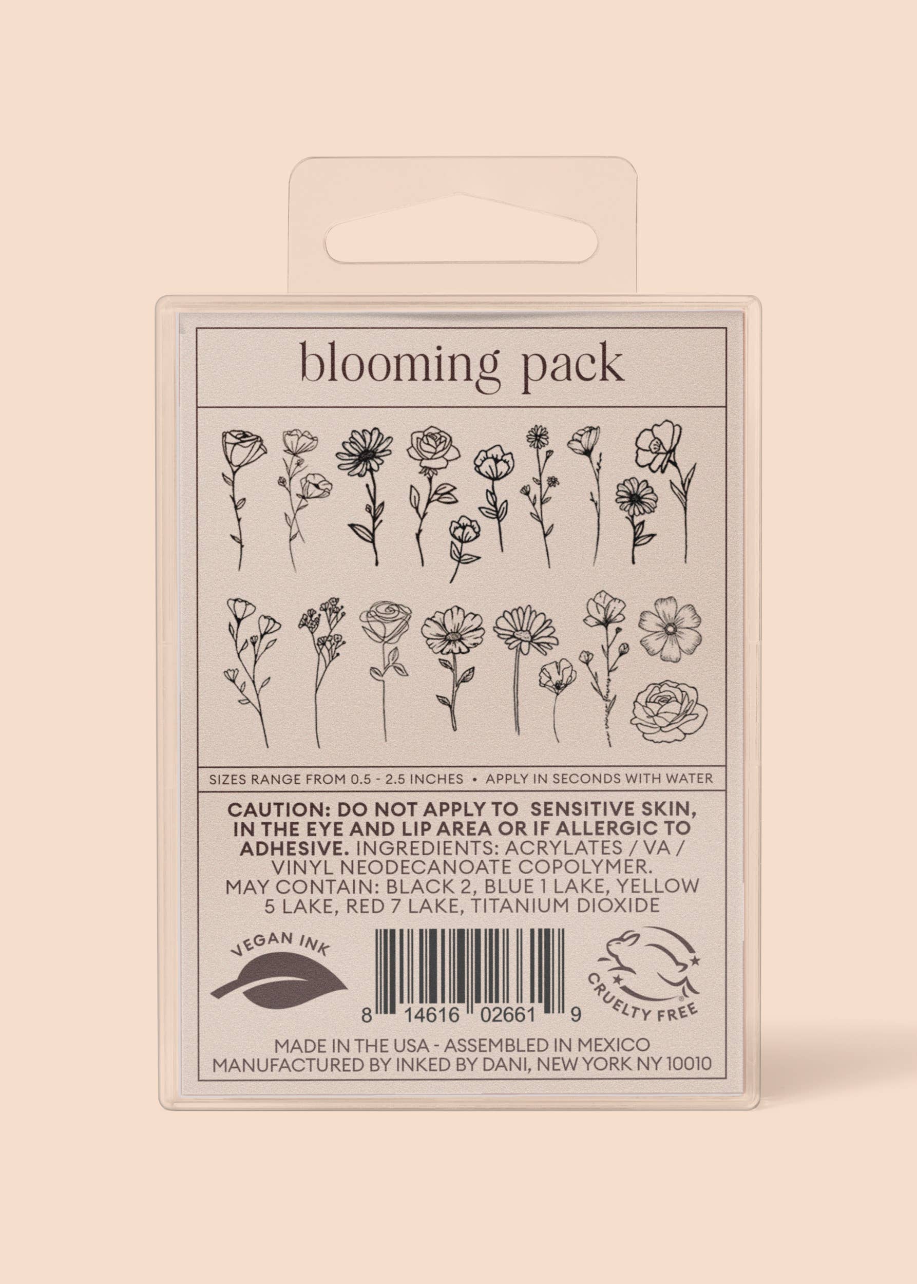 INKED BY DANI Blooming Temporary Tattoo Pack