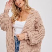 BLUIVY CHUNKY CABLE CARDIGAN