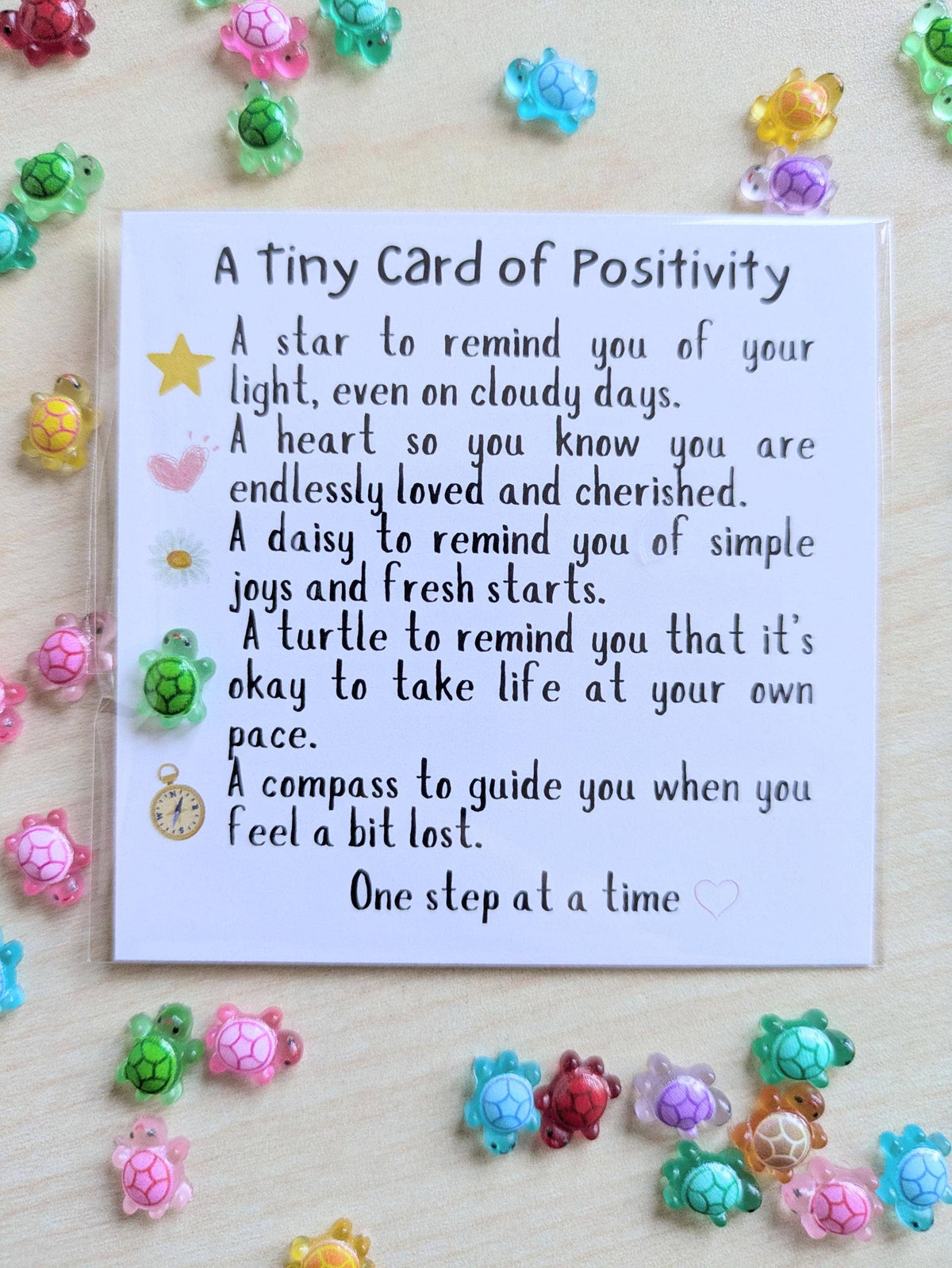 UNLIFTED INK Positivity Turtle Figurine Card with Custom Note Option